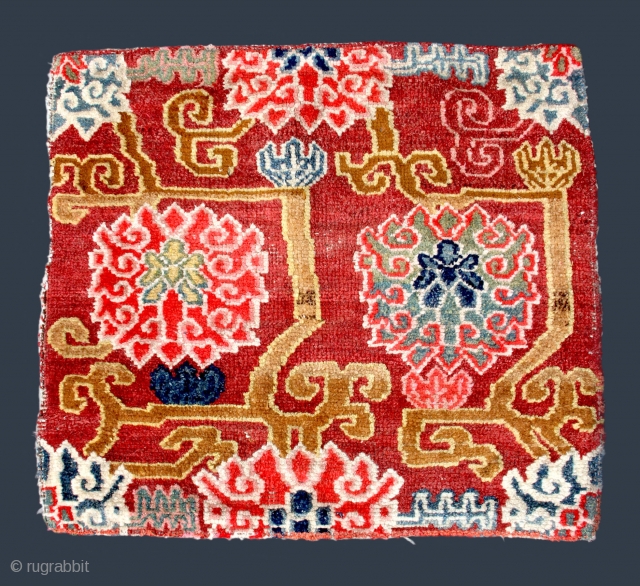 TC 19 - Tibetan Carpet
23 1/2”  x  26”
Square fragment w/ floral design
(possibly cut down from a larger carpet?)             