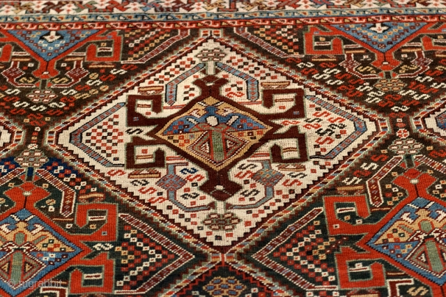 Qashqai rug 5'3" x 8'6" with wonderful color and a spectacular drawing.  19th century - excellent condition.               
