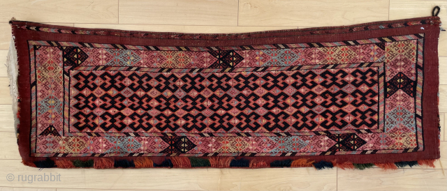 Wool and silk float brocade torba. N. Afghanistan (?), 'Middle Amu Darya (?). about 1x4. Contact robert@mannrugs.com                