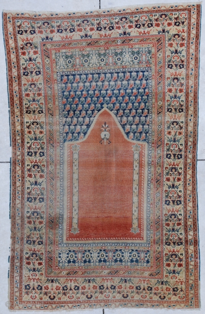 #6856 18th century Ghordez Oriental Rug 3’6″ x 5’8″
This 18th century Ghordez antique Turkish oriental rug measures 3’6” X 5’8”. It is a spectacular example of 18th century Turkish weaving.  It  ...