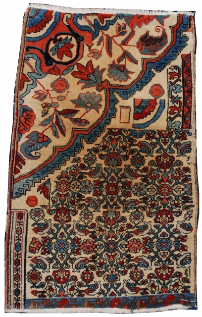 #6899 Persian Bidjar Vagireh Weigareh Rug Sampler
This Persian Bidjar Vagireh Oriental Rug Sampler measures 2’3” X 3’8”. It is full pile, excellent condition and has erosion at either end. 
https://antiqueorientalrugs.com/product/6899-persian-bidjar-vagireh-rug-sampler/   