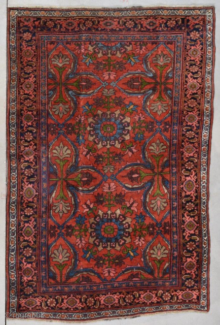 #7780 Bidjar This late 19th century Bidjar measures 4’9” x 7’3” (149 x 222cm). It is awool warped and wefted Bidjar in full pile perfect condition. There are two 2 ½ medallions ...