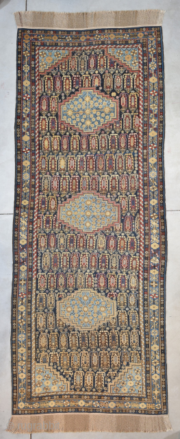Antique Shirvan/Baku 4’11” X 13’8″ #8125
This 3rd quarter 19th century Shirvan is most probably Baku from Azerbaijan measures 4’11” X 13’8″. To me the blue is the giveaway to Baku. I believe  ...