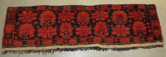 Antique Beshir Torba Turkman Oriental Rug 1’2” X 4’0” #8177
This late 19th century about 1890’s Beshir Torba measures 1’2” X 4’0”. It has various leaves in various colors of red on a  ...