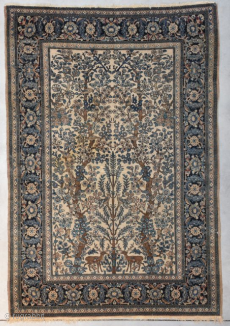 Antique Fereghan Sarouk Persian Oriental Rug 4’7” X 6’8” #8157
This last quarter 19th century Fereghan Sarouk measures 4’7” X 6’8”. It has a tree of life motif with two trees that have  ...