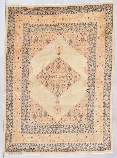 Antique Hadjalili Tabriz Rug 4’3” X 5’9” #7915
This Hadjalili Tabriz measures 4’3” X 5’9”. It has a diamond shaped center motif in ivory containing a pulled diamond shaped motif in a darker  ...