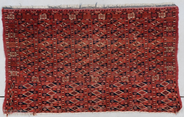 This mid 19th century or earlier Tekke Chuval #7415 measures 4’0” x 2’5” (121 x 76 cm). This is an exceedingly interesting piece. The big size of the skirt actually makes this  ...