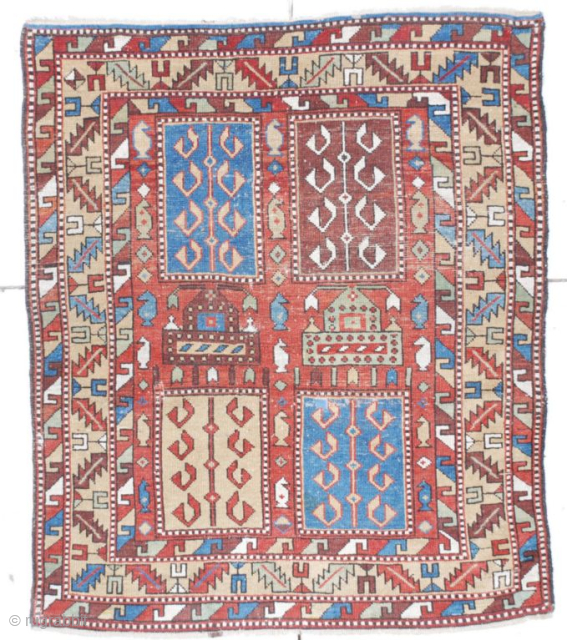 This circa 1870 Tachte Shirvan #6733 measures 3 ‘ 8” x 4’ 5 “.   In my knowledge this is an unpublished design. It is a very rare type of Shirvan.  ...