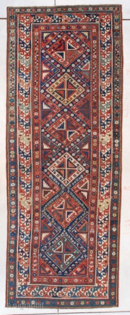 This circa 1880 Kazak runner antique Oriental Rug #7510 measures 3’2” x 8’3” (97 x 252 cm).
https://antiqueorientalrugs.com/product/7510-kazak-antique-caucasian-runner-rug/                
