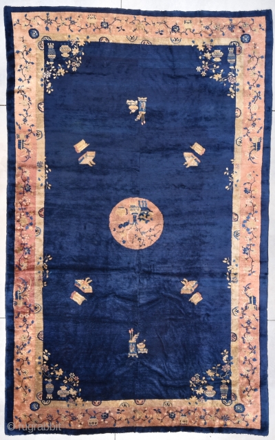 OVERSIZED! Antique Peking Chinese Rug 10’0″ X 16’0″
 #7700 c1900
This circa 1890 Peking Chinese antique Oriental Rug measures 10’0” x 16’0” (305 x 487 cm). Miles of blue! This rug has an  ...