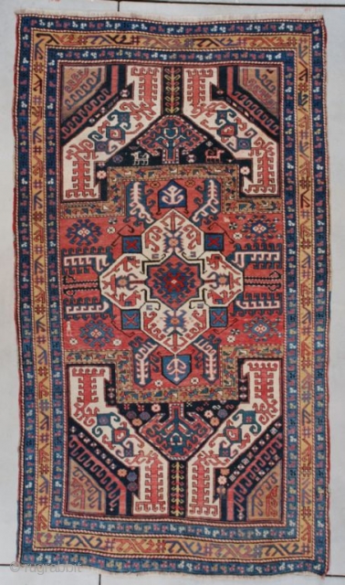 #7456 Kasim Usag Kazak

This circa 1880 Kasim Usag Kazak measures 4’5” X 7’10” (137 x 240 cm). It is essentially full pile. It has a typical Kasim Usag motif with a lot  ...