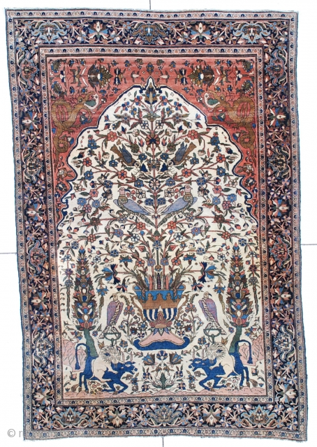 Type: Antique Fereghan Sarouk Rug #5942
Size:  4'3" X 6'5"
Age: Circa 1880
http://www.antiqueorientalrugs.com/CLOSEUP%20PAGES/5942%20fereghan%20sarouk.htm                      