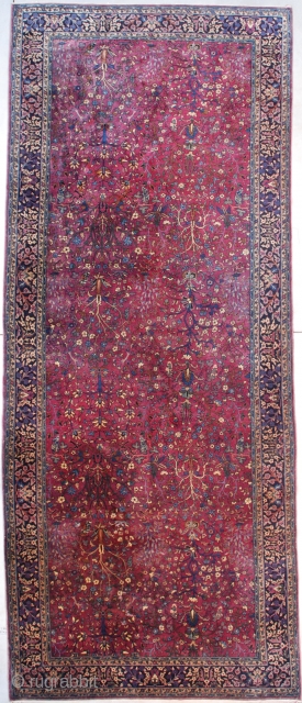 #7549 7'x14' Antique Sarouk

This circa 1910 antique Sarouk Oriental Rug measures 6’11” X 14’3” (216 x 435 cm). This beautiful deep mahogany red Sarouk is 99.5% full pile and what a size!  ...