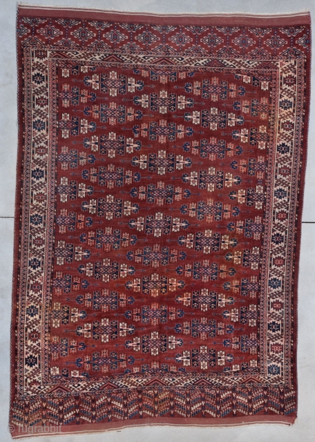 Antique Yomud Oriental Rug #7844

Age: third quarter 19th century

Size: 6’6” X 9’6”
https://antiqueorientalrugs.com/product/antique-yomud-oriental-rug-66-x-96-7844/                     