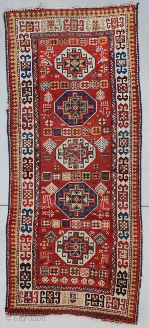 #7538 Akstava antique Rug

This circa 1890 Akstava measures 3’6”  X 8’4” (109 x 256 cm). It has good pile. There is some end erosion. The sides are all original with some  ...