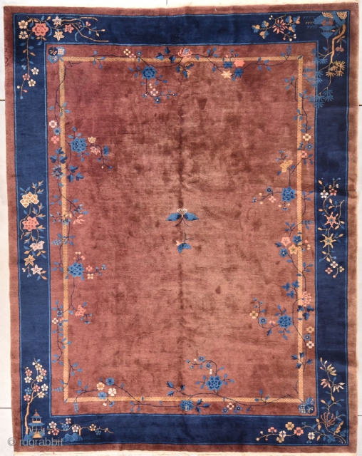 Peking Chinese Oriental Rug  #7865
This circa 1900 Peking Chinese Oriental Rug measures 9’2” X 11’7” (280 x 356 cm).  This rug is simply delicious. It has a mahogany colored field  ...