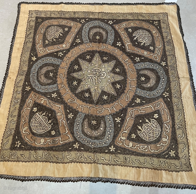 YOU NEED THIS!
Antique Ottoman Metal Tablecover Embroidery #8114
Size: 3’x 3′
Age: Late 19th-early 20th century
https://antiqueorientalrugs.com/product/antique-ottoman-metal-tablecover-embroidery-8114/                   