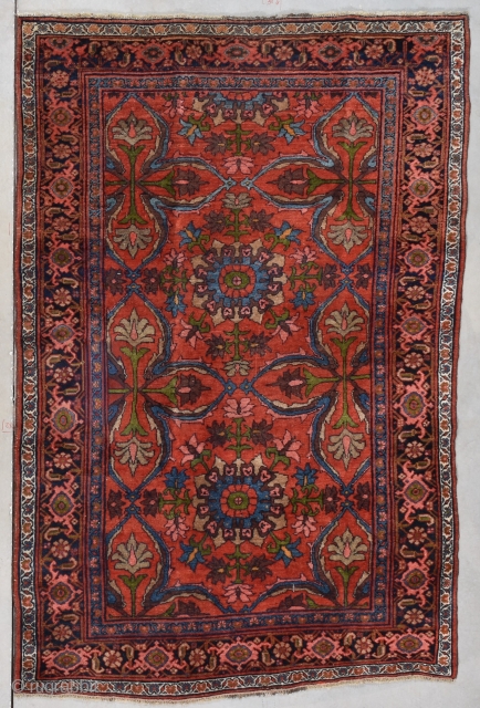 #7780 Bidjar

This late 19th century Bidjar measures 4’9” X 7’3” (149 x 222cm).  It is awool warped and wefted Bidjar in full pile perfect condition. There are two 2 ½ medallions  ...