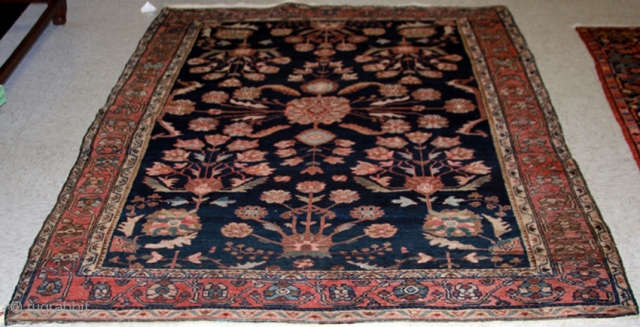 VINTAGE SAROUK (BLUE) CARPET:

Overall- 4'6" x 6'5"                          