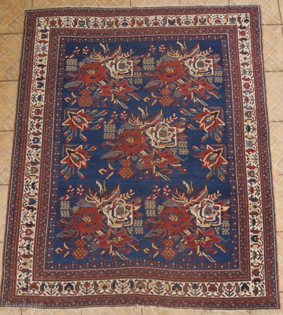 "Gol Farang" (french rose) Afshar Rug 183 x 158 cm. ( 6 ft. x 5.2 ft. ) Sirjan region, SE Persian, Circa 1900.  Highly decorative  Afshar rug with stylized roses  ...