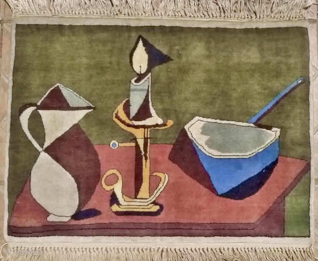 Pablo Picasso, Enamel pan,64 x 58 cm. 1945 Cubist period. Fine Handwoven period reproduction, mid 20 th. century
               