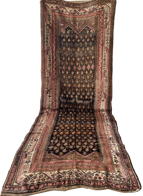 Old Kurdish Caucasian tribal rug with full boteh motif design. Wool on wool. Excellent condition. Very oldu. 152 x 425 cm/5x14 feet. Available. Contact: rohat_berk_kartal@hotmail.com        