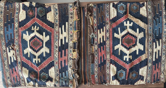Late 19th Century Caucasus kilim saddle bag. Great quality and condition given its age. Intact and original. Collectible piece. Contact: rohat_berk_kartal@hotmail.com            
