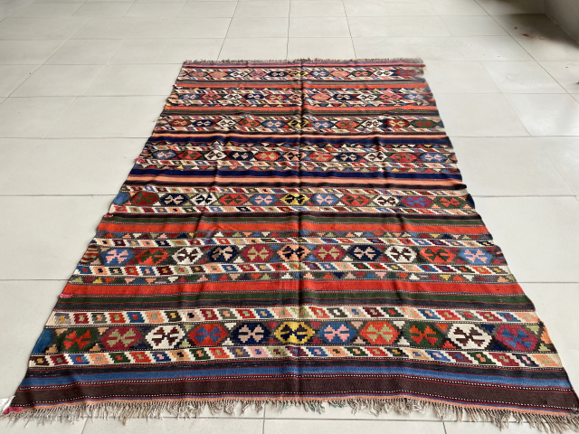 Antique Shirvan Kilim, 195x205 cm. Excellent condition. Circa 1920s. Available. Contact: rohat_berk_kartal@hotmail.com                     