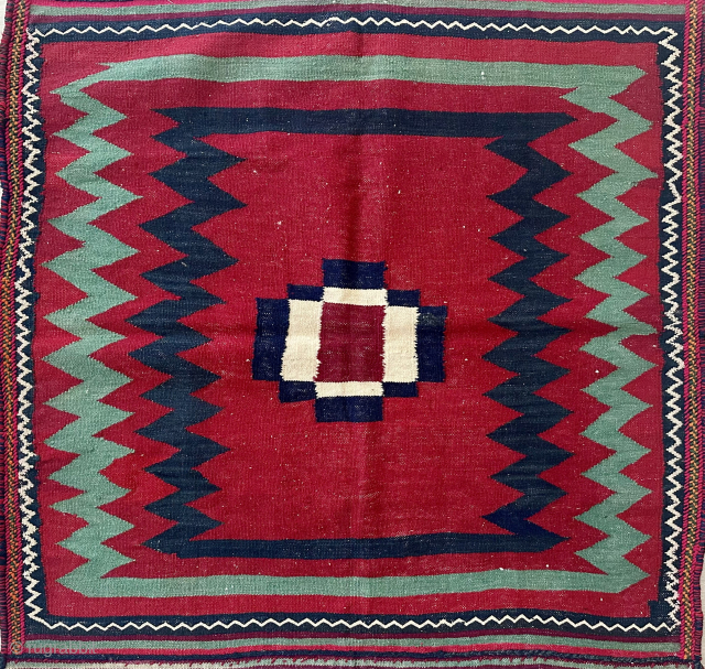 Early sofreh Baluch kilim. Not Afshar. 124x124 cm. Perfect condition. Available. Contact: rohat_berk_kartal@hotmail.com