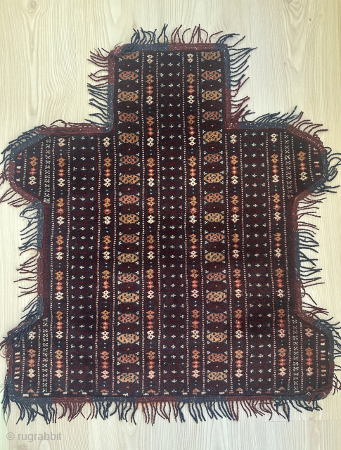 Old Turkmen animal cover/coat. Most probably Ersari Tribe. Wool animal cover. Rare piece. 78 cm from bottom to the top, 70 cm from left to right. All natural & natural dyes ofcourse. ...