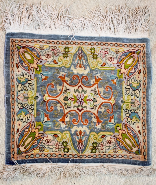 Silk on silk authentic tiny Hereke rug with a signature. 35 x 33 cm. $ 375 (including shipping)  contact: rohat_berk_kartal@hotmail.com            