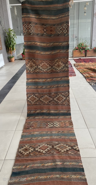 Old kilim runner from South Caucasus. 80 x 400 cm. All wool. Early 20th Century. Available. Contact: rohat_berk_kartal@hotmail.com               