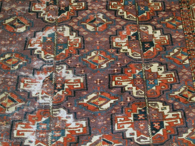 Rare and colorful early 19th. century Chodor Chuval-Gul main carpet with silk highlights, 102" X 68"(259 X 173cm)               