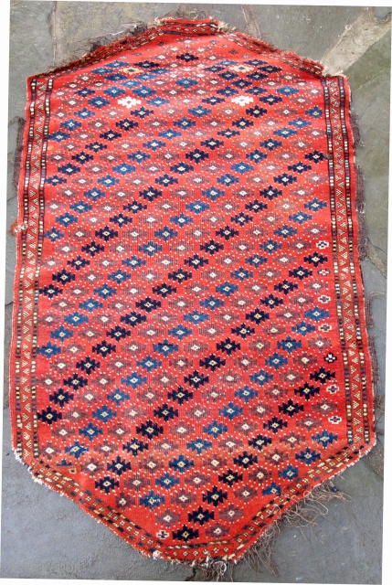 Finely woven rare Chodor trapping, early 19th. century, goat's hair warps, woolen wefting, good pile
48" X 31"[122X 79cm]               