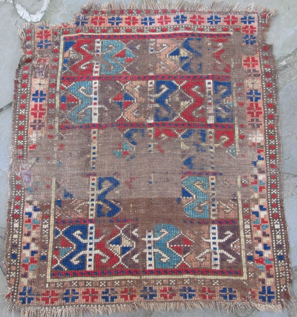 Early worn Yastik with wonderful colors, 32'' X 28''(81 X 71cm)                      