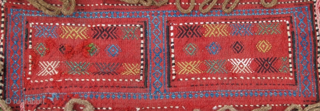 Azeri pair of Saddle Bags, Karabagh, original side cords, various types of weft float brocading, vertical wrapping, & a form of weft-twining, overall dimensions, 50" X 23"[127 X 59cm], 19th. century, see  ...