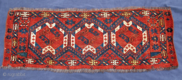 Ikat Jollar, excellent condition, early 19th, century, a plethora of natural colors, warps of goat hair, wefting commingled with cotton and wool,
50" X 18"[127 X 46cm]       