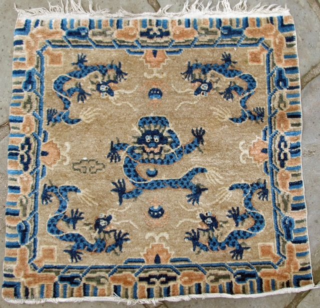 Ningxia seating mat, excellent pile, 19th. century,24" X 23"[61 X 59cm]                      