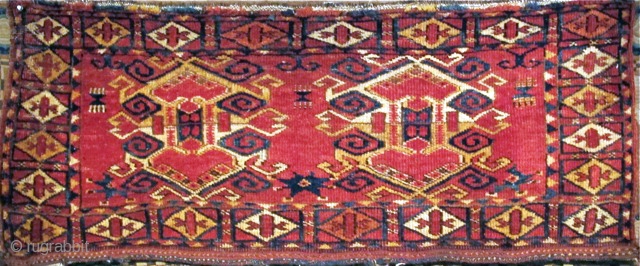 Rare Uzbek trapping, 19th. century, wonderful early colors, excellent condition, 46" X 19"[117 X 48cm]                  