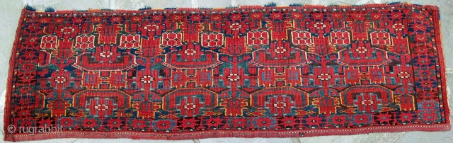 Beshir Jollar animal trapping in excellent condition with wonderful colors including an emerald green, glistening wool,
19th. century, 64" X 19"[163 X 49cm]           