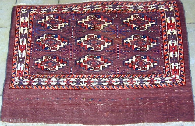 Rare early 19th. century Karadashli Chuval with wefting comprised of fine cotton and wool showing a pepper and salt back, very finely woven, excellent condition, 45'' X 30''(115 X 77cm)   