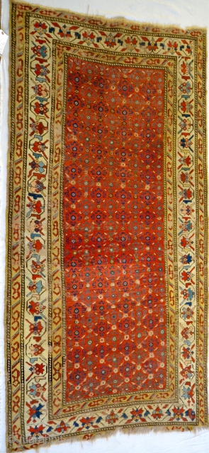 Finely woven archaic Shahsevan or related rug. Spectacular drawing and weave. un-plied weft. approximately, 4 1/2' X 9'               