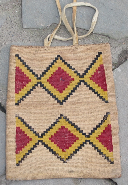 Nez Percé Corn Husk Bag, (click for reverse) 19th. century, excellent condition, 11'' X 9''.                  