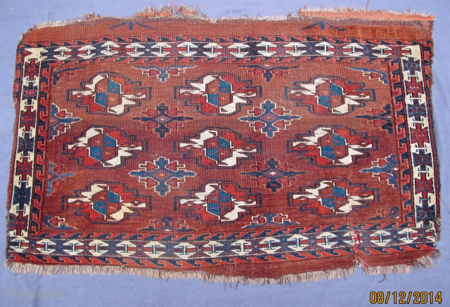 Early Abdal Chuval, 19th. century, note the rare unusual border design, natural colors including an intense aubergine.                