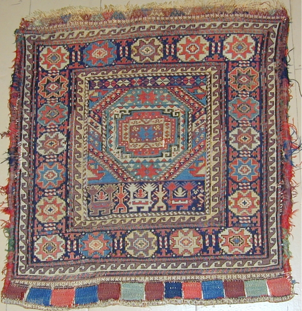 Rare Sumak Bag-Face with supplemental weft-float embroidery,early 19th. century,
27''X 25''.                       