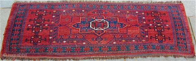  Unusually large Ersari Jollar in excellent condition with highlights in white cotton and clear yellow wool, 19th. century,
61'' X 21'' ( 155 X 52cm)        