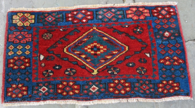 Colorful N. Persian mafrash panel with luminescent wool, excellent condition, 19th. century,35" X 18"(89 X 46cm)                 