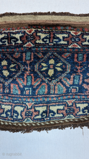 A rare Kurd carpet mafrash panel with an unusual baluch Minakhani design. The age is approximately 1910, its has the most luxurious wool quality, with a wonderful color range with turquoise blues,  ...