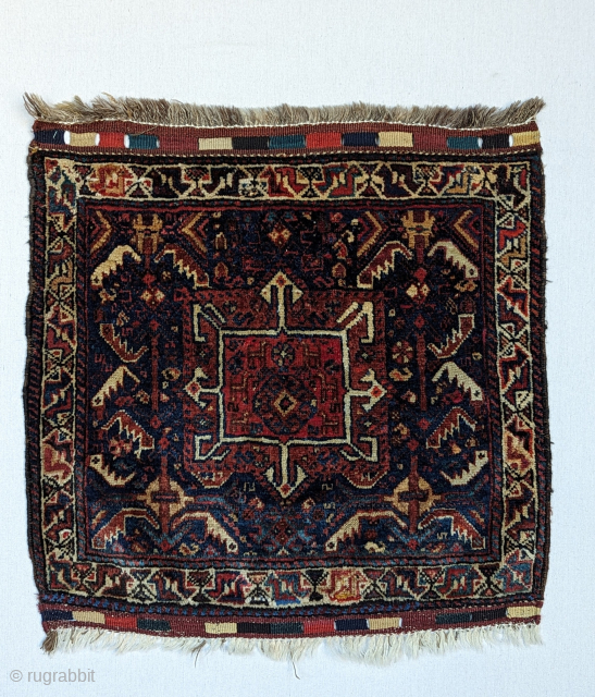 A Charming Antique Khamseh Qashqai larger bag face, from S.W Persia, woven circa 1920 or before, with a beautiful medallion and animal figures. The bag is made using high-quality soft lustrous wool,  ...