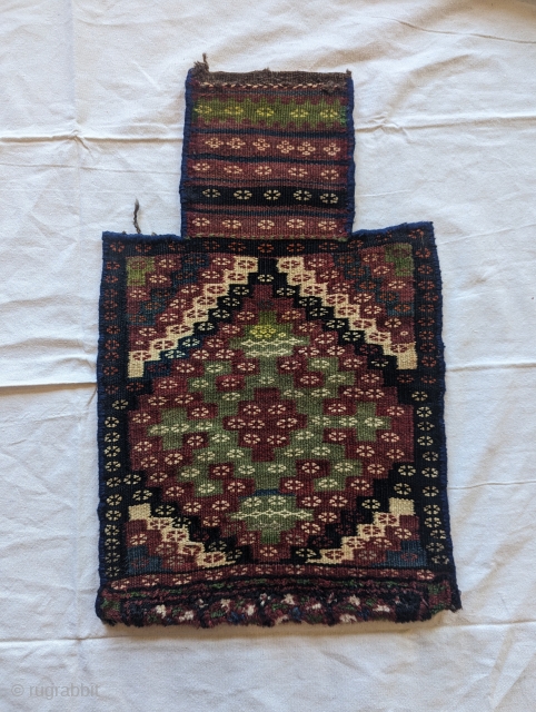 A beautiful old Luri Baktiyari saltbag, circa 1930-40, a wonderful range of colors with some carpet, in good condition, size 1'5" by 2'2" Please contact us at rubiadarya@mymts.net     